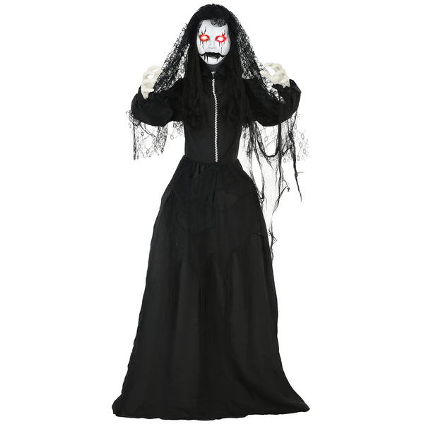 English Elm Homcom 67" Life-Size Animated Ghost Bride With Creepy Sounds, Red Eyes, And Touch Activation For Halloween Fun! W2225P229495