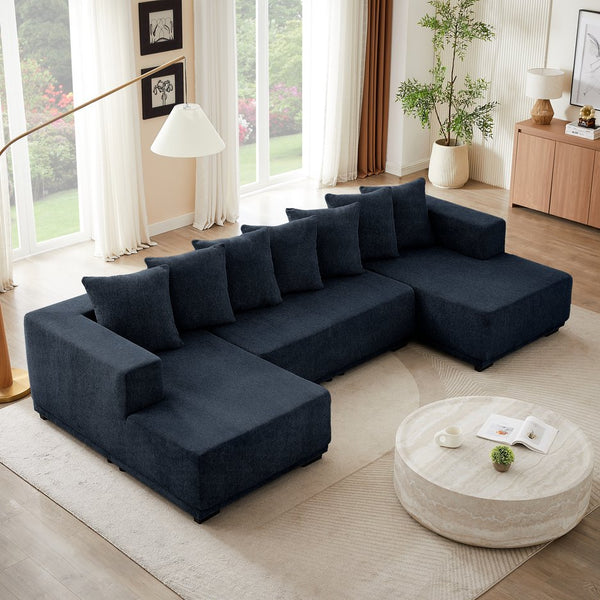 English Elm Chenille U-Shaped Modular Sectional Sofa - Luxurious Cloud Couch For Stylish Living Room Comfort W2339S00015