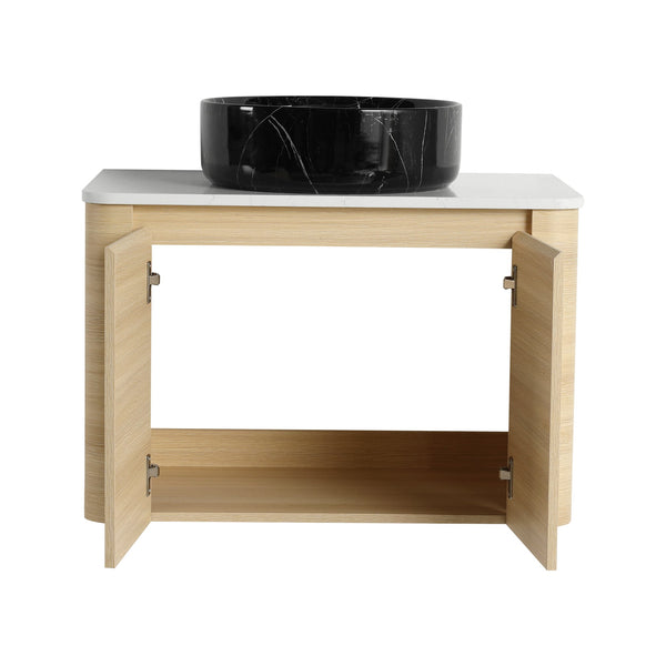 English Elm 30'' Wall-Mounted Bathroom Vanity With Soft-Close Doors, Ceramic Sink & Plywood Frame For Modern Spaces W999S00466