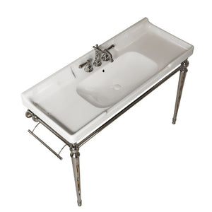 English Elm Vici 48 Inch Freestanding Bathroom Vanity with Iron Legs and Chrome Hardware Cabinet W2615P406552