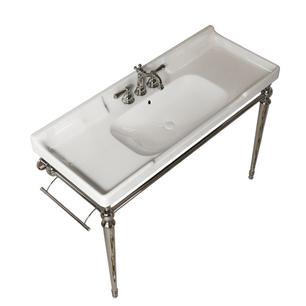 English Elm Vici 48 Inch Freestanding Bathroom Vanity with Iron Legs and Chrome Hardware Cabinet W2615P406552