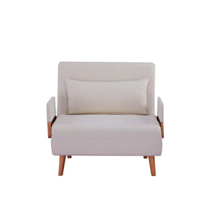 English Elm TRIO Modern convertible sleeper sofa bed with breathable linen, 3-level recline, silent hinges, space-saving Beige W3391P325003