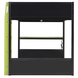 English Elm Full-size Gaming Loft Bed with Integrated Rgb Desk Usb Ports and Esports Frame Green LT000239AAG