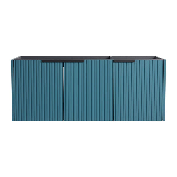 English Elm 48" Floating Bathroom Vanity with Wavy Panels, 3 Soft-Close Doors, Plywood Build & Dual Handles Lake Blue W999P251810