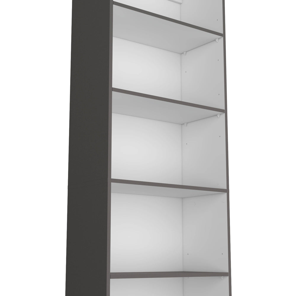 English Elm Sutton 4-Shelf Modern Bookcase with Open Storage, Slim 71.1" Tall Display Unit in White/Gray/Black B128P176169
