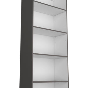 English Elm Sutton 4-Shelf Modern Bookcase with Open Storage, Slim 71.1" Tall Display Unit in White/Gray/Black B128P176169