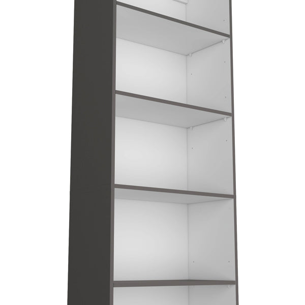 English Elm Sutton 4-Shelf Modern Bookcase with Open Storage, Slim 71.1" Tall Display Unit in White/Gray/Black B128P176169
