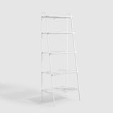 72" Metal & Wood Ladder Shelf White Calacatta Marble, White Metal BS72ARLDWCM Walker Edison