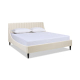 English Elm Aspen Vertical Tufted Headboard Platform Bed Set, King, French Beige Performance Velvet