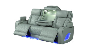 English Elm Fortuner Modern Reclining Sofa Gray with Massage, LED Lighting, Wireless Charging & Power USB B009P287712
