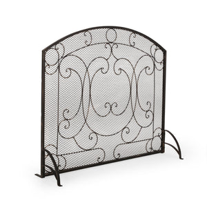 English Elm Christopher Knight Home® - FIREPLACE Black+Gold Iron Screen 40x34.25 Decorative Mesh Guard — Stylish Heat Shield & Spark Barrier 67717.00BBGLD