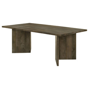 English Elm Roman Mango Brown Rectangular Dining Table with V-Leg Braces, Mango Wood Grain, Rustic Modern 80" Long B062P358239