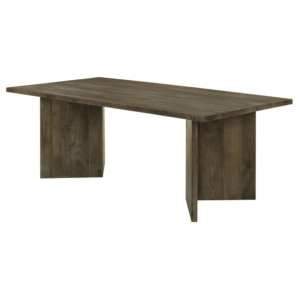English Elm Roman Mango Brown Rectangular Dining Table with V-Leg Braces, Mango Wood Grain, Rustic Modern 80" Long B062P358239