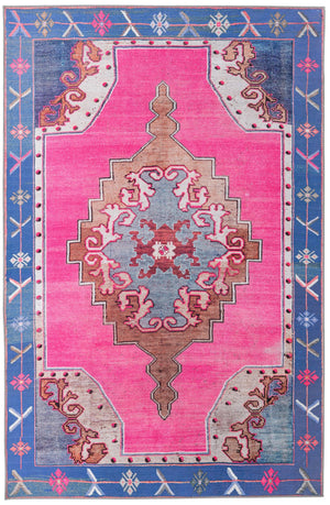 Unique Loom Timeless Thomas Machine Made Medallion Rug Fuchsia, Violet/Red/Ivory/Black/Brown 5' 1" x 8' 0"