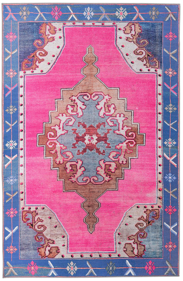 Unique Loom Timeless Thomas Machine Made Medallion Rug Fuchsia, Violet/Red/Ivory/Black/Brown 5' 1" x 8' 0"