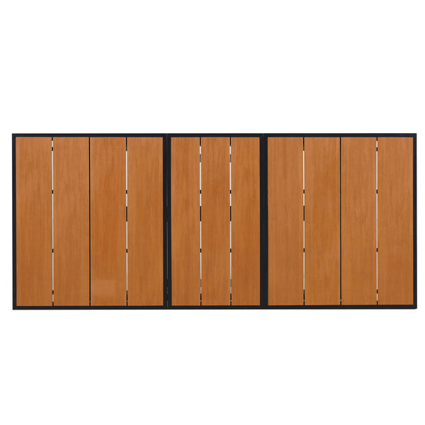 English Elm U_Style Outdoor Extendable Dining Set with 6 Sturdy Chairs, Heavy-Duty 352 lb Table Capacity, Stylish Black,Natural WY000443AAB