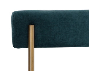 Sunpan SENECA Dining Chair – Stylish Antique Brass Frame with Danny Teal Upholstery for Modern Elegance 109133