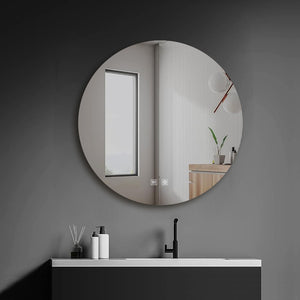 English Elm Nordica Round Backlit Led Vanity Mirror with Defogger for Modern Bathrooms B2731P478355