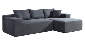 English Elm 2-Piece Convertible Corduroy L-Shaped Sofa With Pillows - Stylish Modular Sectional For Modern Living B2735P384509