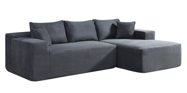 English Elm 2-Piece Convertible Corduroy L-Shaped Sofa With Pillows - Stylish Modular Sectional For Modern Living B2735P384509