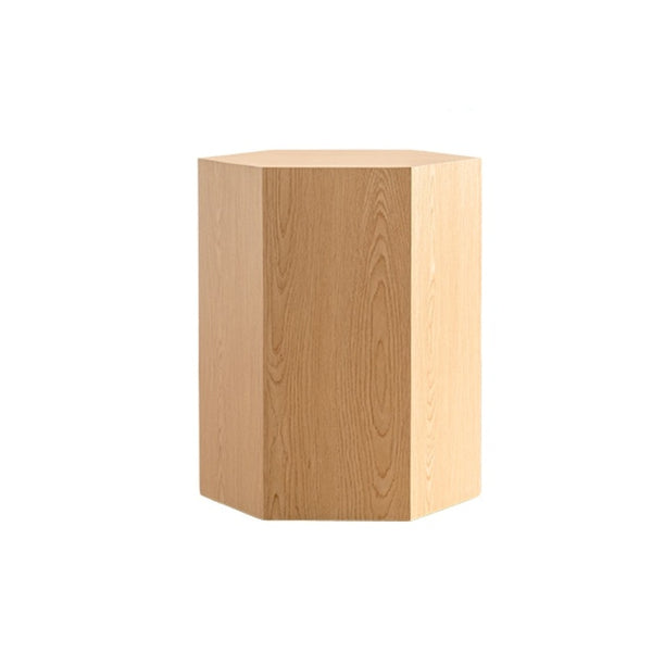 English Elm Hexagon Mdf End Table with Wood Grain Finish Fully Assembled for Small Living Spaces W3158P395507