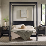 Minimalist Boho Full Canopy Bed with Simple Headboard Black ISLB6BBL Walker Edison