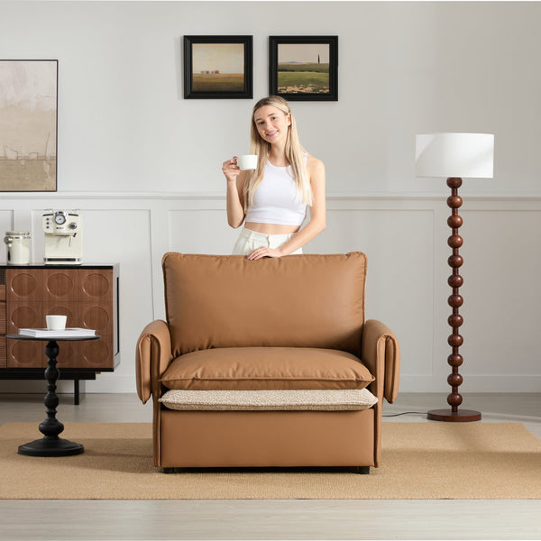 English Elm Modern Oversized Accent Chair – Versatile Single Sofa Lounge For Living Room & Bedroom Comfort W2997P294037