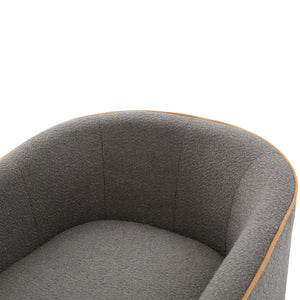 English Elm Swivel Barrel Accent Chair Boucle Upholstered with 360 Base for Living Room Corners Light Grey N763P376127E