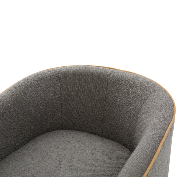 English Elm Swivel Barrel Accent Chair Boucle Upholstered with 360 Base for Living Room Corners Light Grey N763P376127E