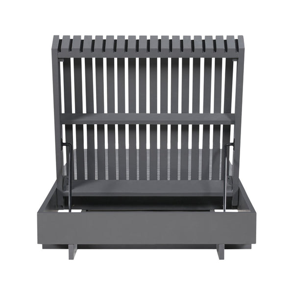 English Elm Modern Acacia Wood Outdoor Chaise Lounge Slatted Reclining Poolside Sun Chair Dark Grey N770P281696G_65429.00CUSHDGRY