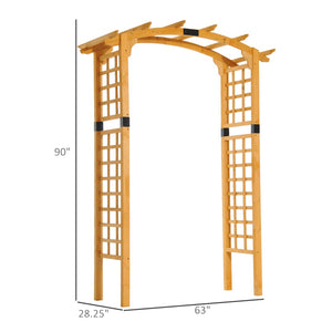 English Elm Outsunny 90In Elegant Wooden Garden Arbor Arch With Trellis For Climbing Plants & Event Decor W2225P174433-GIGA
