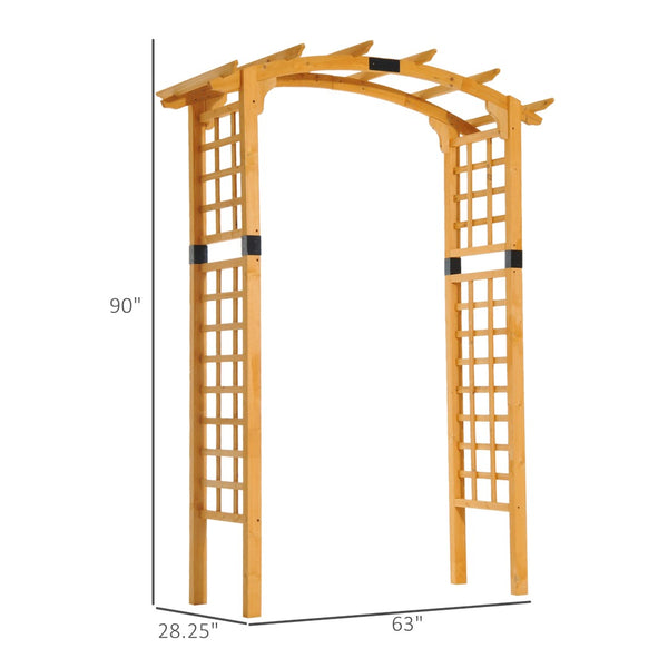 English Elm Outsunny 90In Elegant Wooden Garden Arbor Arch With Trellis For Climbing Plants & Event Decor W2225P174433-GIGA