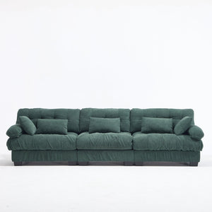 English Elm Modular Cloud Sectional Sofa Flannelette Deep Seat Couch for Living Room with Pillows Green W2120S00031