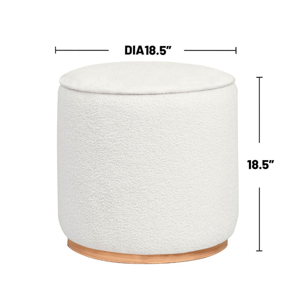 English Elm Faux Sheepskin Round Ottoman Plush Ivory Accent Seat with Wood Grain Metal Base B016P384724