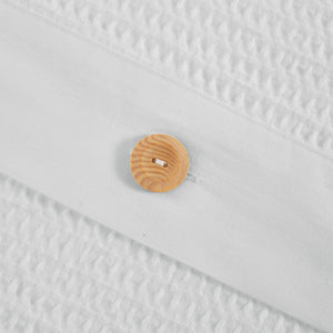 English Elm Full/Queen Finely 3-Piece Cotton Waffle Weave Duvet Cover Set with Wooden Buttons, OEKO-TEX Safe and Textured Comfort B035129156