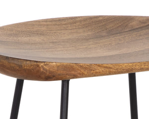 Sunpan Indra Counter Stool - Elegant Coastal Design with Solid Mango Wood Seat & Sturdy Black Iron Frame