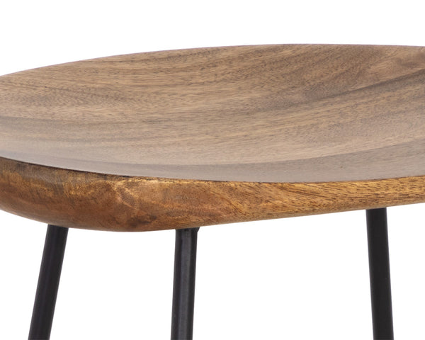 Sunpan Indra Counter Stool - Elegant Coastal Design with Solid Mango Wood Seat & Sturdy Black Iron Frame