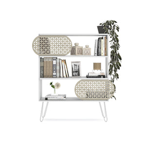 English Elm Illia Modern 3-Tier Bookcase White - Open Wood Frame Shelves with Metal Legs, Compact & Durable B029P330337