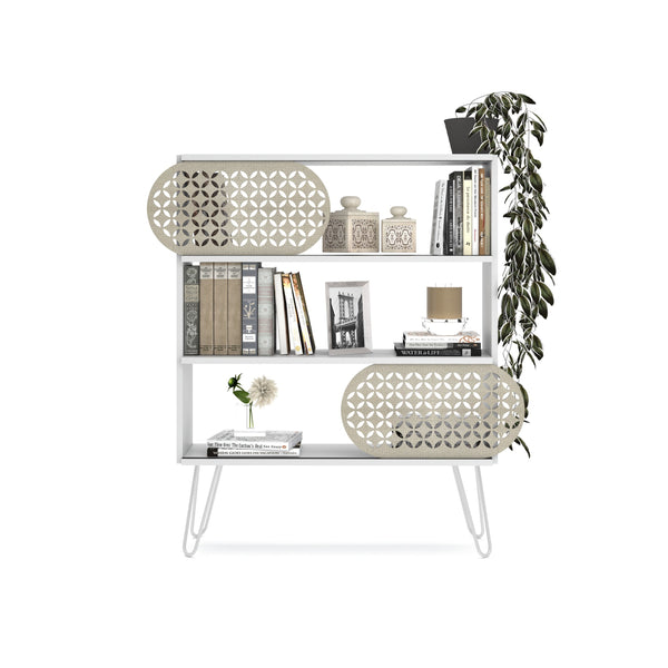 English Elm Illia Modern 3-Tier Bookcase White - Open Wood Frame Shelves with Metal Legs, Compact & Durable B029P330337