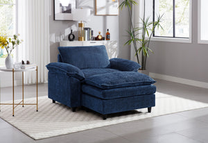English Elm Accent Chair With Ottoman - Luxurious Chenille Lounge Chair For Living Room, Bedroom, Or Office W2100S00107