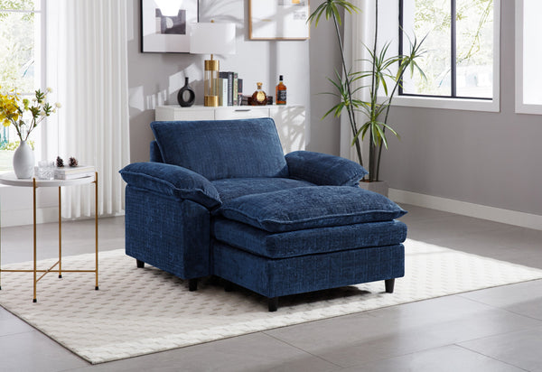 English Elm Accent Chair With Ottoman - Luxurious Chenille Lounge Chair For Living Room, Bedroom, Or Office W2100S00107