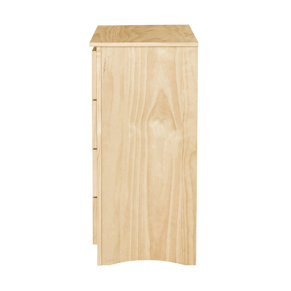 English Elm 4-drawer Vertical Pine Chest Compact Bedroom Storage with Smooth Glides Natural Finish B011P473068