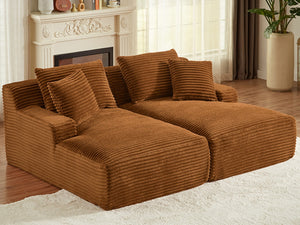 English Elm Indoor Oversized Double Chair Sleeper Sofa Wide Low Profile Minimalist Lounge Seat Orange W2100S00352