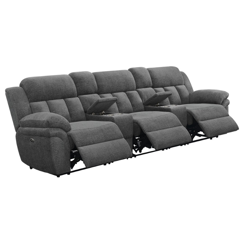 English Elm Divine Five Seat Power Reclining Sectional with Storage Consoles for Theater Rooms B062S01797