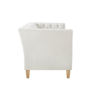 English Elm Elegant Tufted Three Seat Sofa with Nailhead Trim and Solid Wood Legs for Living Room N760P406296A