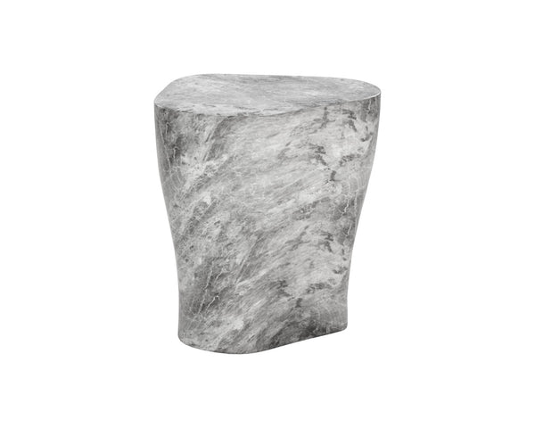 Sunpan DALI Large Marble-Look End Table - Grey Curvy Design for Modern Living Spaces, Easy Care & Versatile 107468