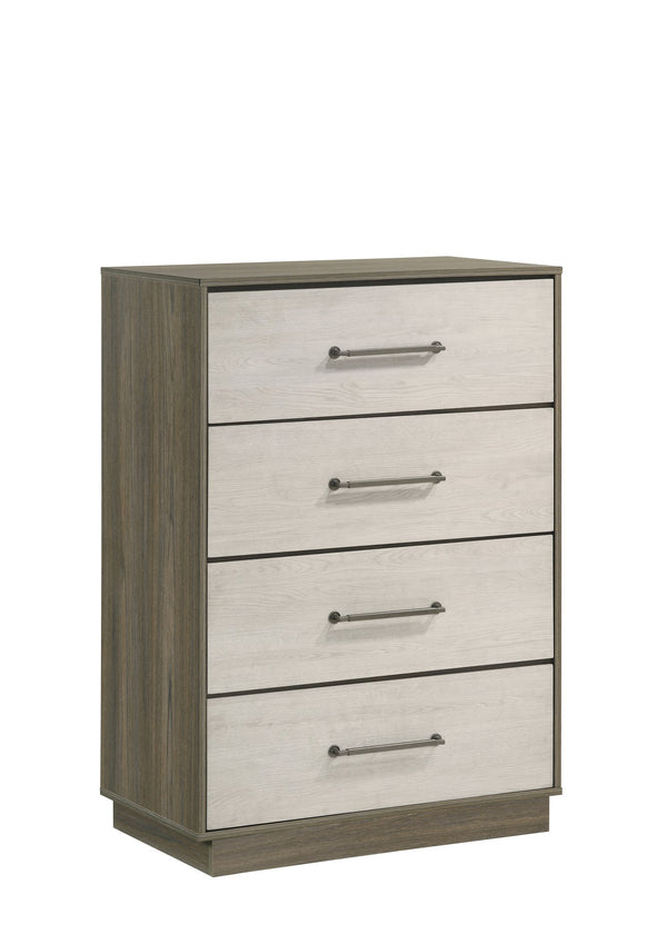 English Elm Gem Modern 4-Drawer Chest In Two-Tone Beige & Brown - Stylish Storage Solution For Any Bedroom B009P254156