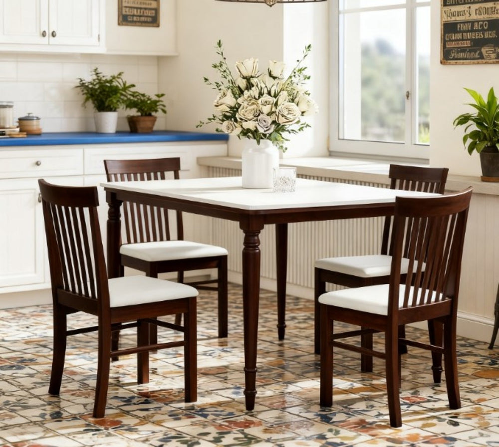 English Elm Modern Farmhouse Rubberwood Dining Chairs with Slatted Back and Cushioned Seat Set of 2 T3971P427858