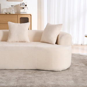 English Elm Crescent-shaped Cloud Sofa Three Seat Low Profile Chenille Living Room Curved Couch White W2012P375723
