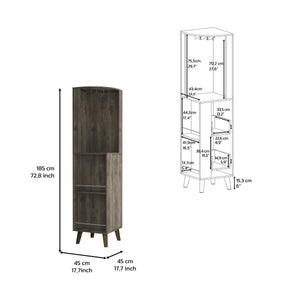 English Elm Corner Corner Bar Cabinet Dark Brown Engineered Wood w/ Cup Rack, Drawer & 4 Shelves for Entertaining B097S00089